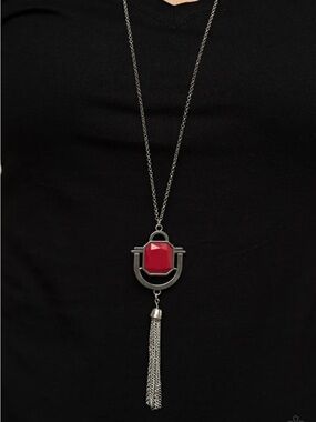 Funky Fringe Red Necklace